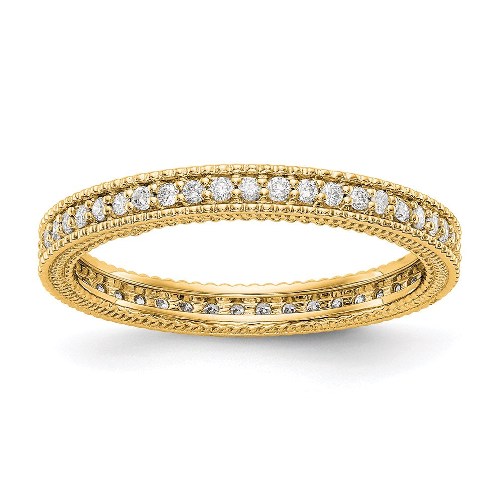 14K Gelbgold Memoire-Ring mit 0,33 ct. Diamanten, poliert, mit Milgrain-Kante