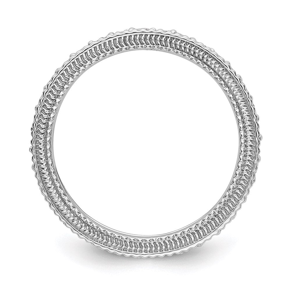 14K Weißgold Memoire-Ring mit Milgrain-Rand, poliert, Diamanten, 0,75 ct