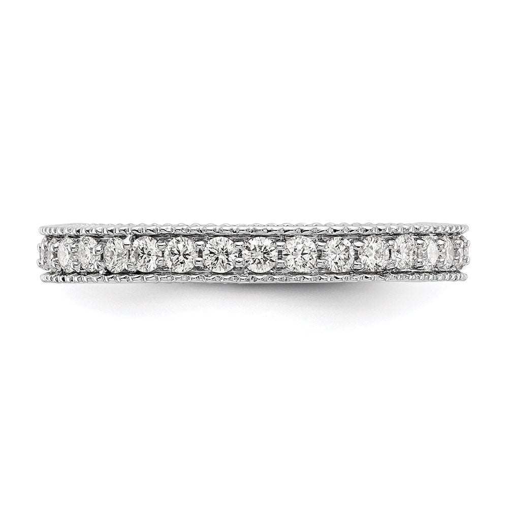 14K Weißgold Memoire-Ring mit Milgrain-Rand, poliert, Diamanten, 0,75 ct