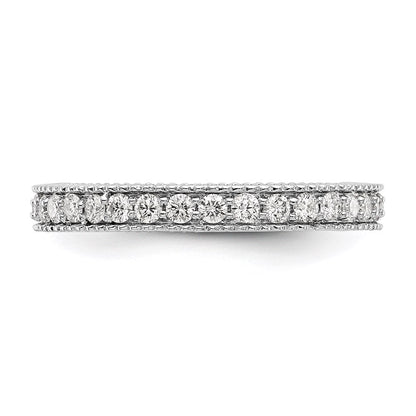 14K Weißgold Memoire-Ring mit Milgrain-Rand, poliert, Diamanten, 0,75 ct