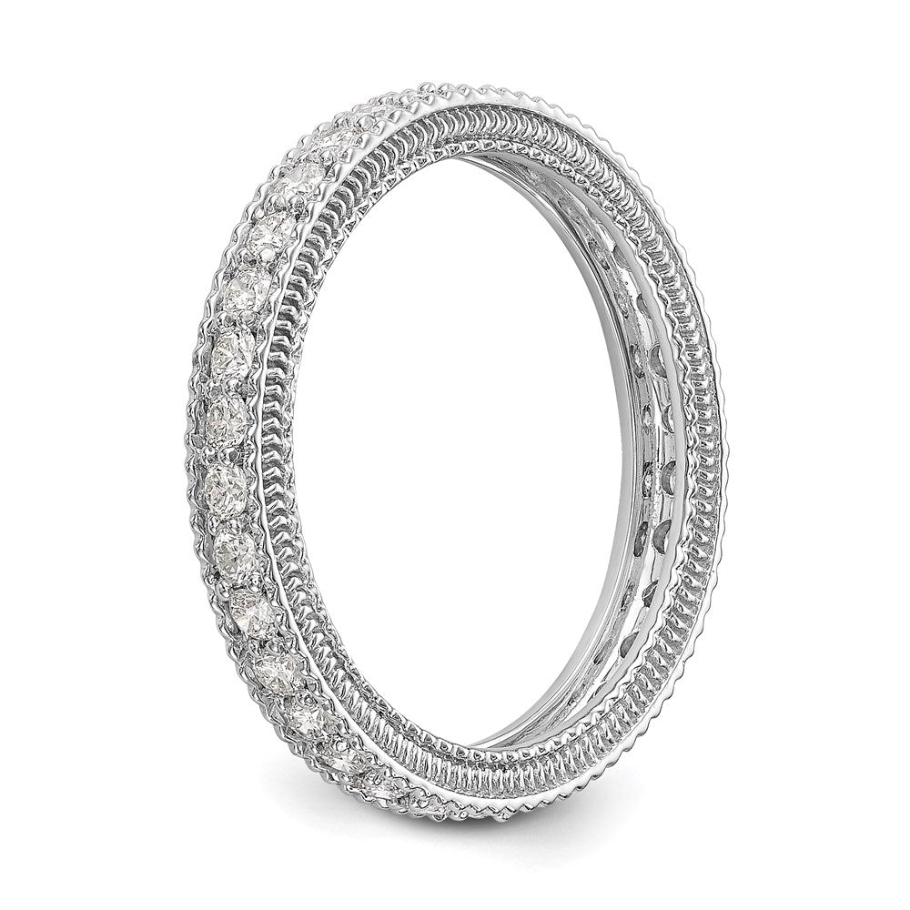 14K Weißgold Memoire-Ring mit Milgrain-Rand, poliert, Diamanten, 0,75 ct