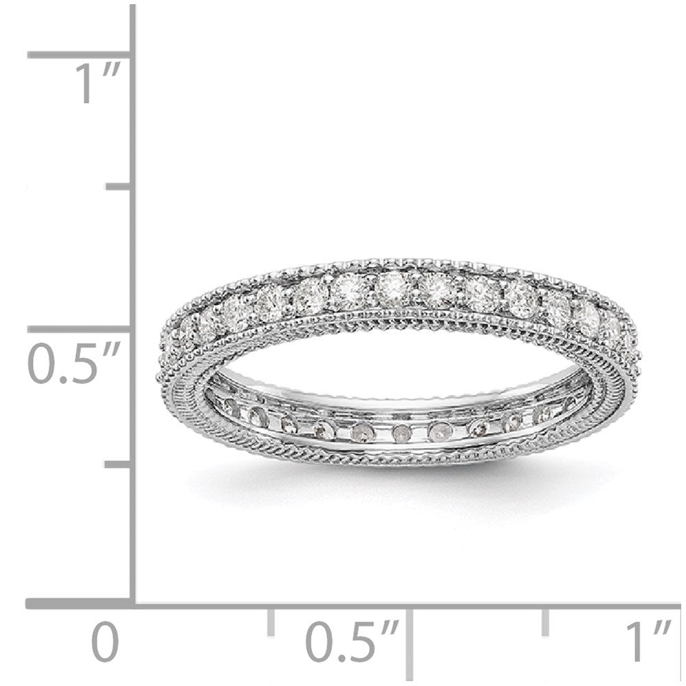 14K Weißgold Memoire-Ring mit Milgrain-Rand, poliert, Diamanten, 0,75 ct