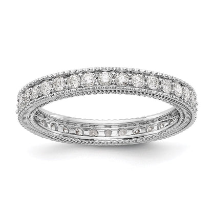 14K Weißgold Memoire-Ring mit Milgrain-Rand, poliert, Diamanten, 0,75 ct