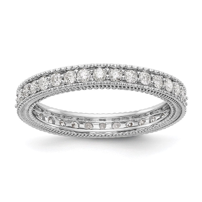 14K Weißgold Memoire-Ring mit Milgrain-Rand, poliert, Diamanten, 0,75 ct