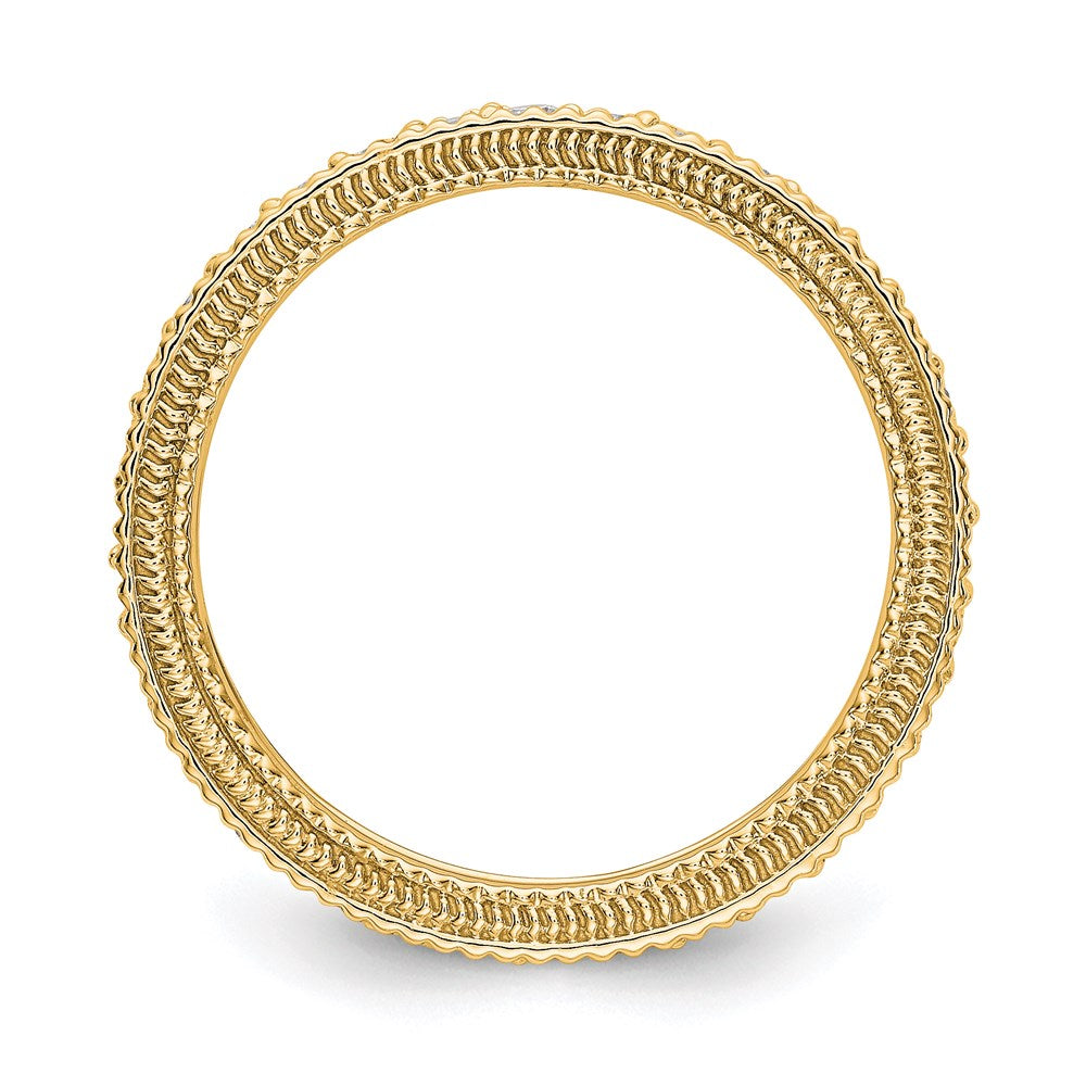 14K Gelbgold Memoire-Ring mit poliertem Milgrain-Rand und 0,75 ct. Diamanten