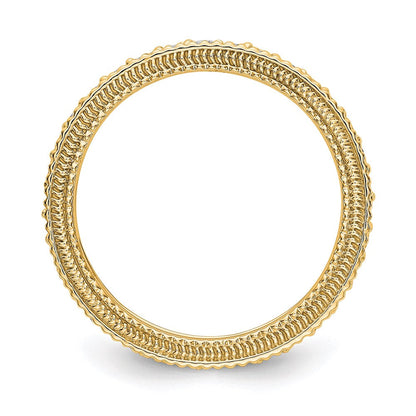14K Gelbgold Memoire-Ring mit poliertem Milgrain-Rand und 0,75 ct. Diamanten