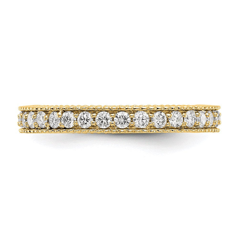 14K Gelbgold Memoire-Ring mit poliertem Milgrain-Rand und 0,75 ct. Diamanten