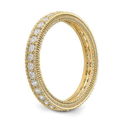 14K Gelbgold Memoire-Ring mit poliertem Milgrain-Rand und 0,75 ct. Diamanten
