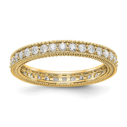 14K Gelbgold Memoire-Ring mit poliertem Milgrain-Rand und 0,75 ct. Diamanten