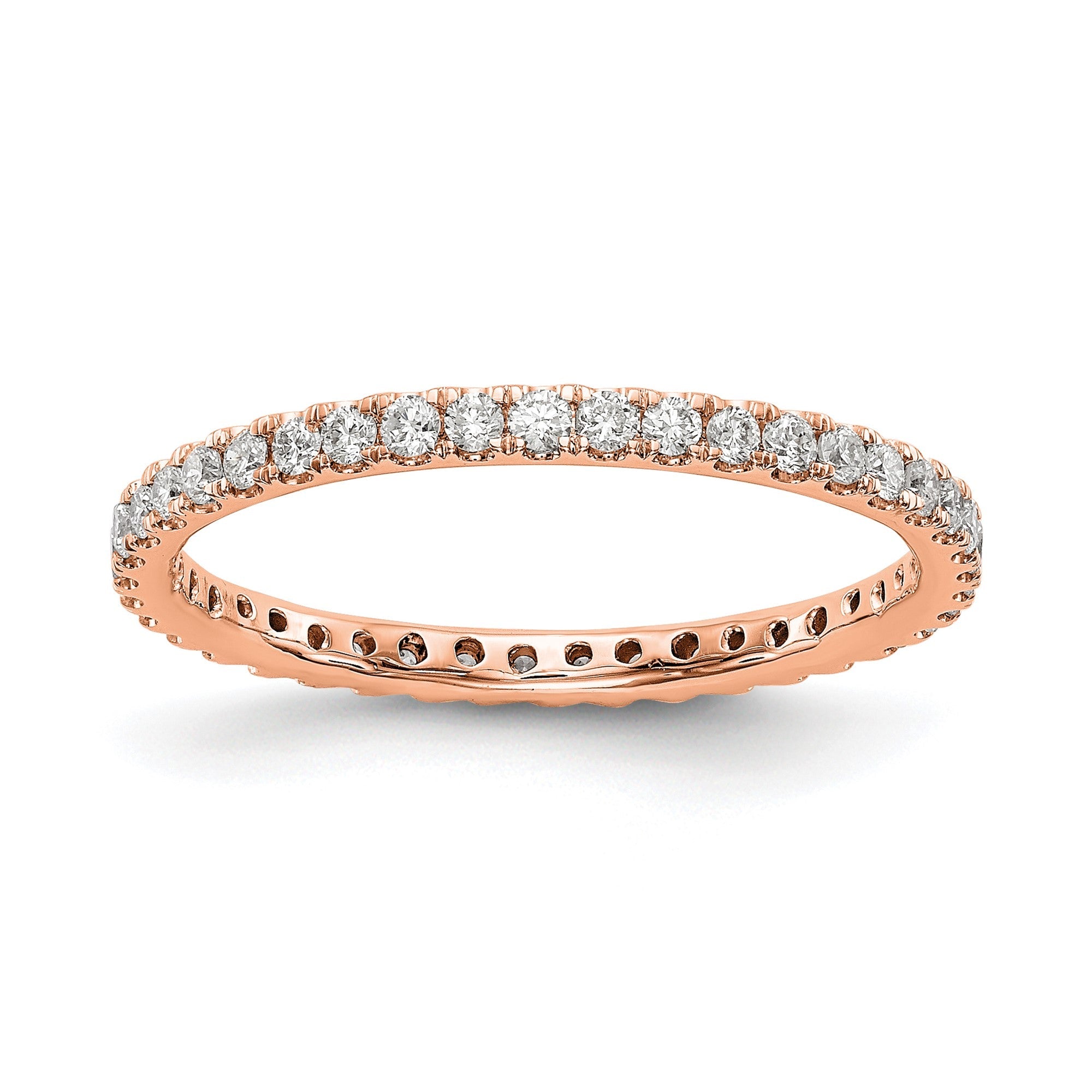 0,5 ct. Gesamtgewicht Trauring mit natürlichen Diamanten für Damen, Memoire-Ring mit U-Krappen, 14K Roségold
