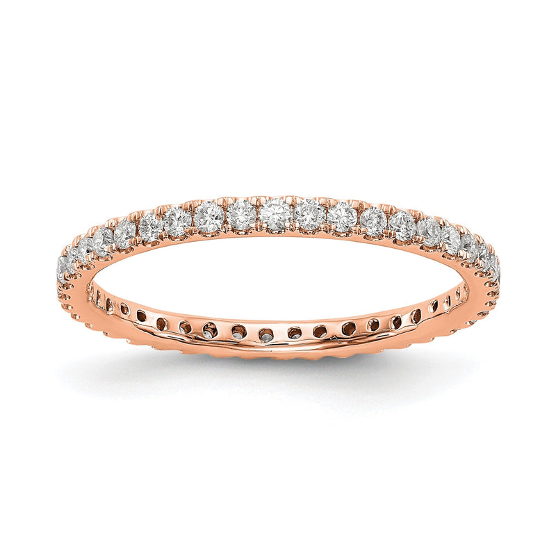 0,5 ct. Gesamtgewicht Trauring mit natürlichen Diamanten für Damen, Memoire-Ring mit U-Krappen, 14K Roségold