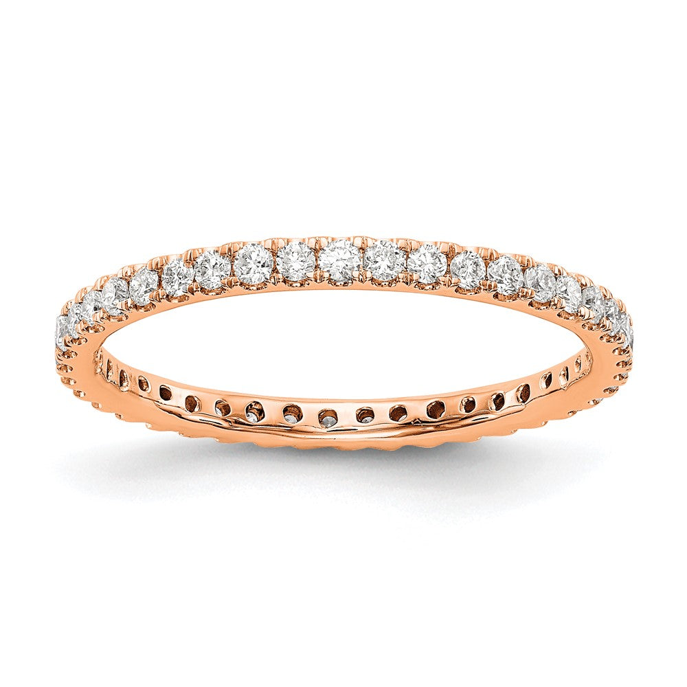 14K Roségold Memoire-Ring mit 0,5 ct. laborgezüchteten Diamanten VS/SI+ G+ in gemeinsamer Krappenfassung