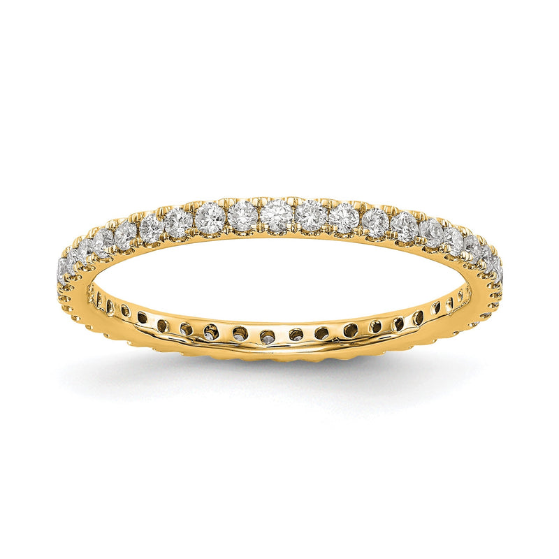 Damen-Ehering mit 0,5 ct. Gesamtgewicht natürlichen Diamanten, Memoire-Ring mit U-Krappenfassung, 14K Gelbgold