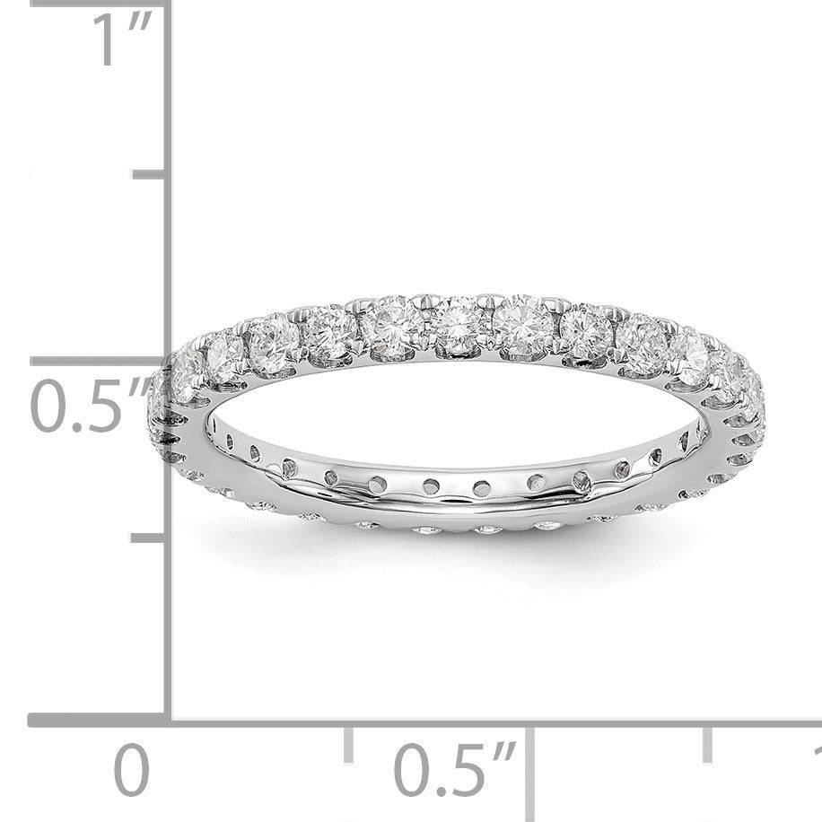14K Weißgold Memoire-Ring mit 1 ct. im Labor gezüchteten Diamanten VS/SI+ G+ in gemeinsamer Krappenfassung