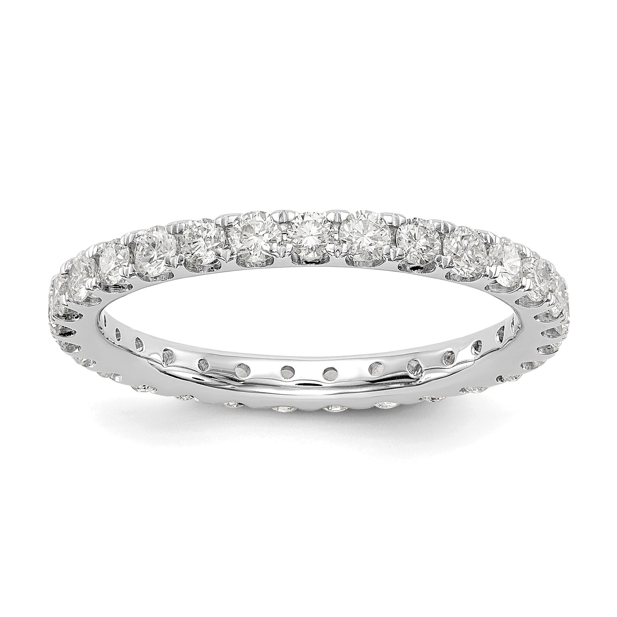 14K Weißgold Memoire-Ring mit 1 ct. im Labor gezüchteten Diamanten, VS/SI+ G+, Shared-Prong-Fassung