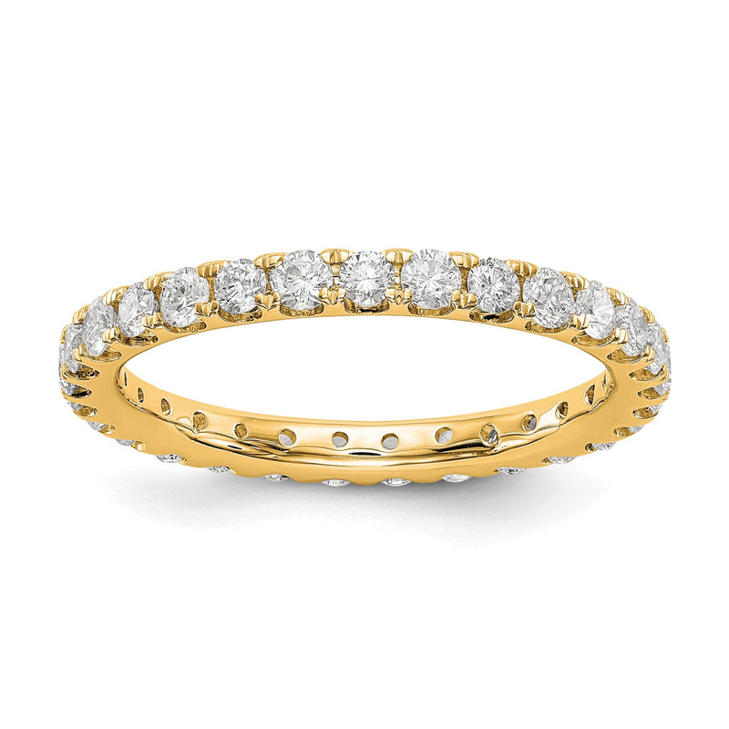 1 ct. Ehering für Damen mit natürlichen Diamanten, Memoire-Ring mit U-Fassung, 14k Gelbgold
