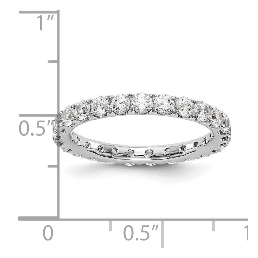 14K Weißgold Memoire-Ring mit 1,5 ct. im Labor gezüchteten Diamanten VS/SI+ G+ in geteilter Krappenfassung