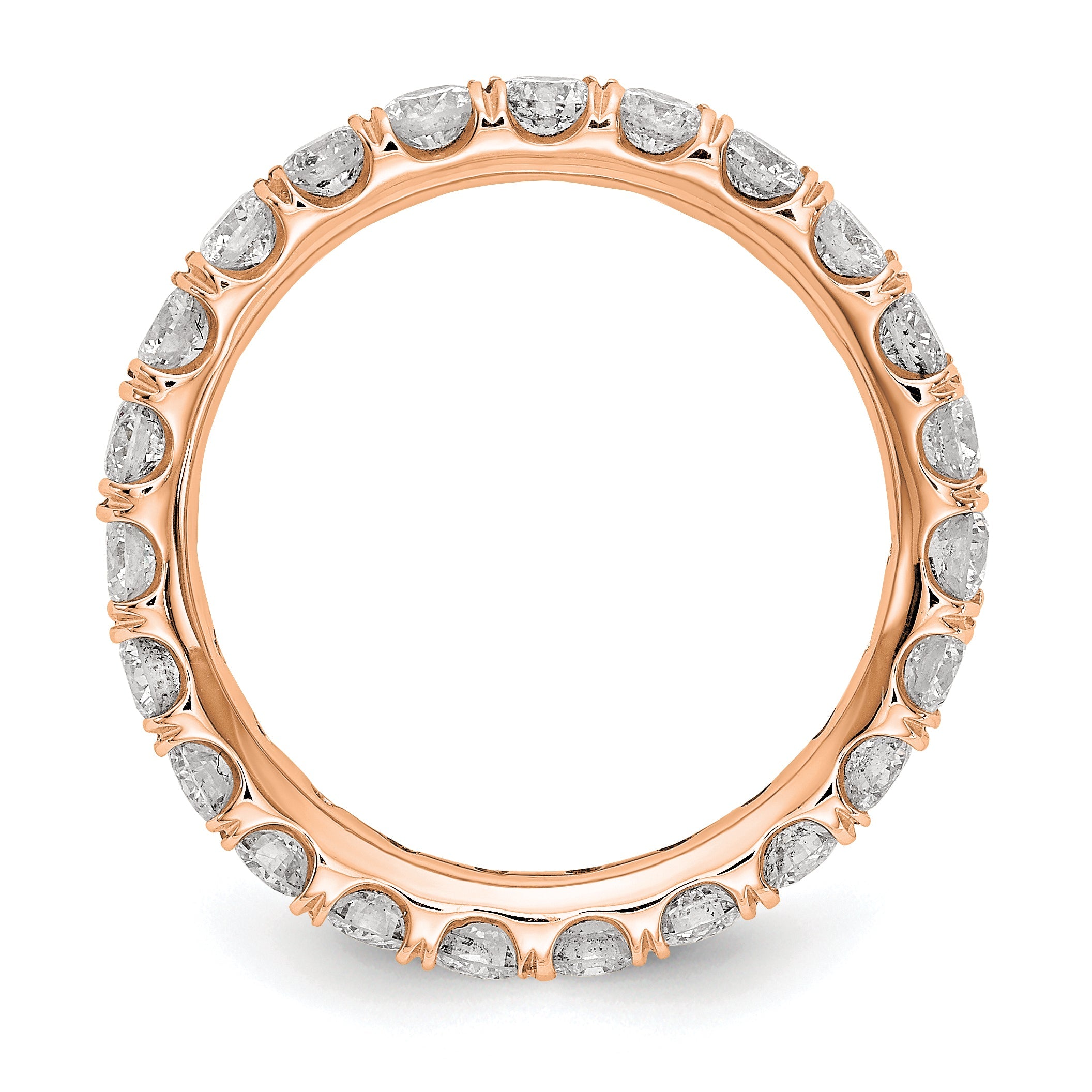 14K Roségold Memoire-Ring, 2 ct. im Shared-Prong-Fassung, Labor gezüchtete Diamanten, VS/SI+ G+