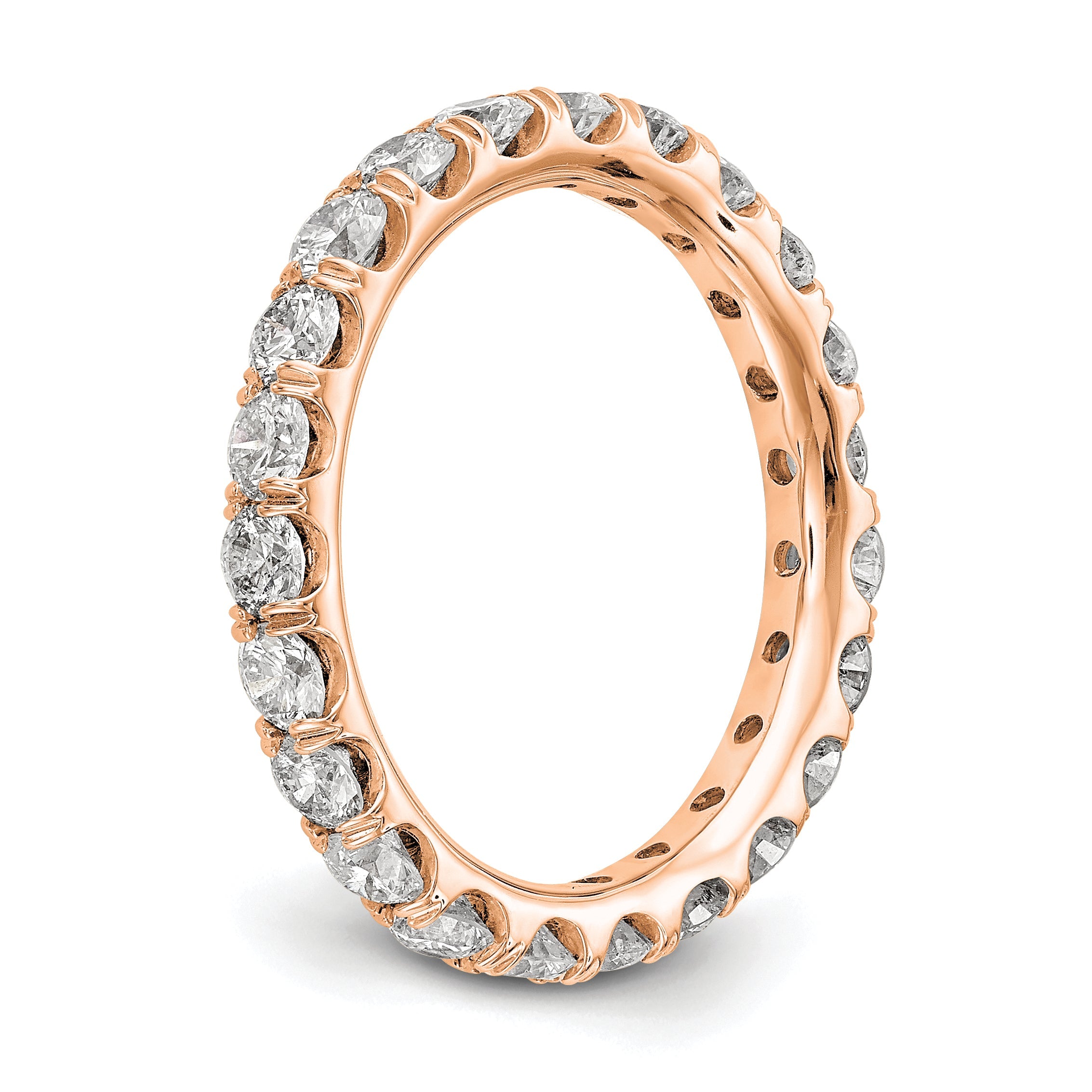 14K Roségold Memoire-Ring, 2 ct. im Shared-Prong-Fassung, Labor gezüchtete Diamanten, VS/SI+ G+