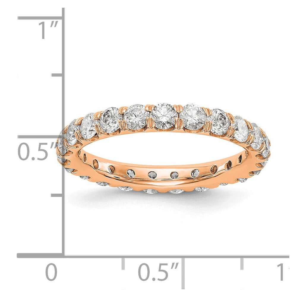 14K Roségold Memoire-Ring mit 2 ct. Laborgezüchteten Diamanten VS/SI+ G+ in Shared-Prong-Fassung