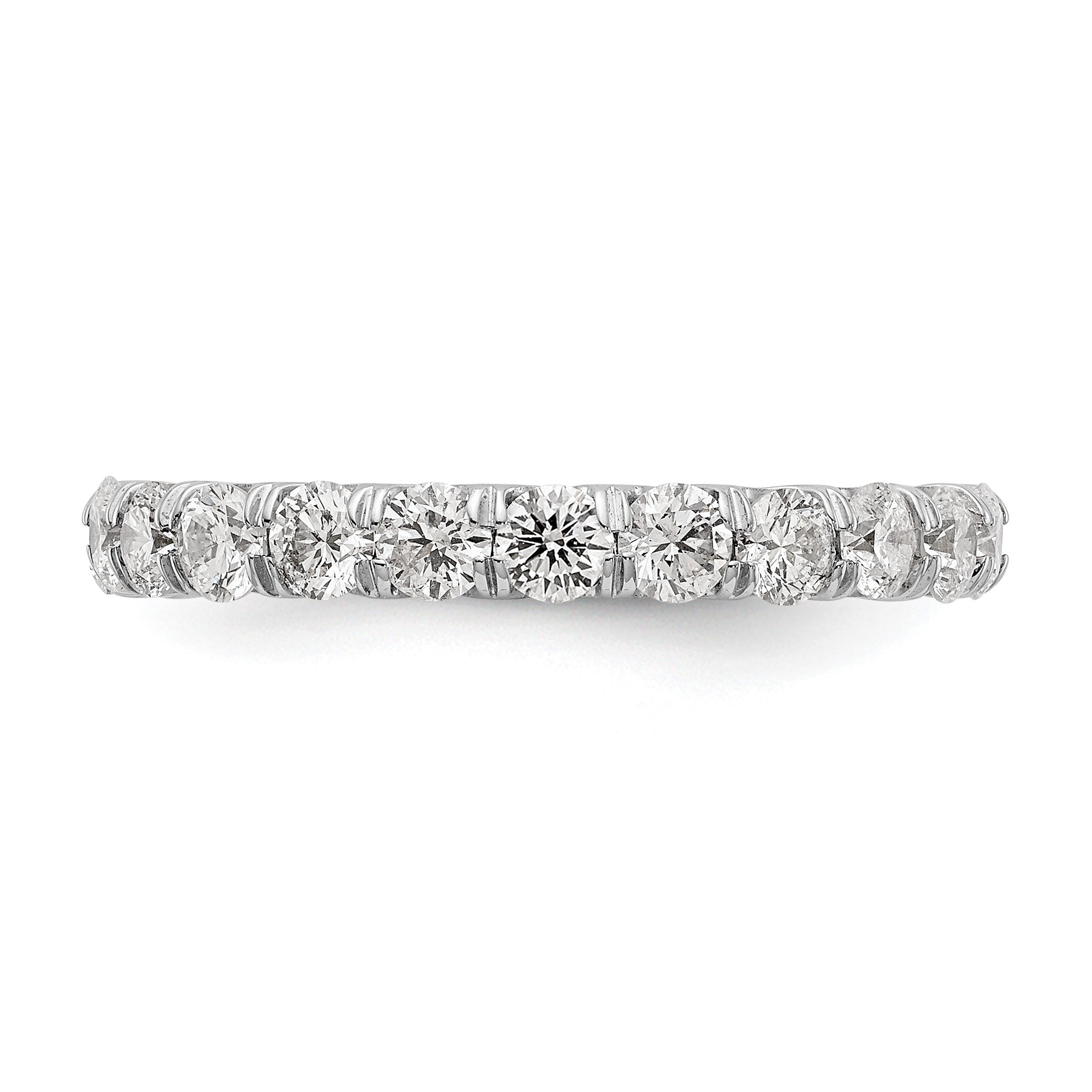 14K Weißgold Memoire-Ring mit 2 ct. laborgezüchteten Diamanten, VS/SI+ G+, Shared-Prong-Fassung