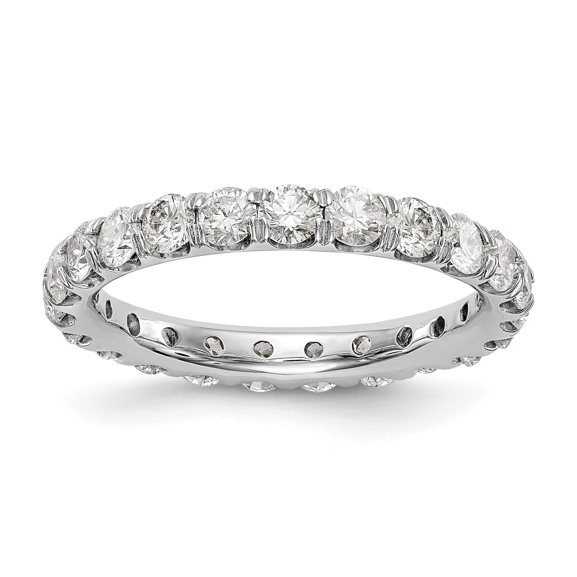 3 ct. Gesamtgewicht natürlicher Diamant Memoire-Ring für Damen mit U-Krappen, 14K Weißgold