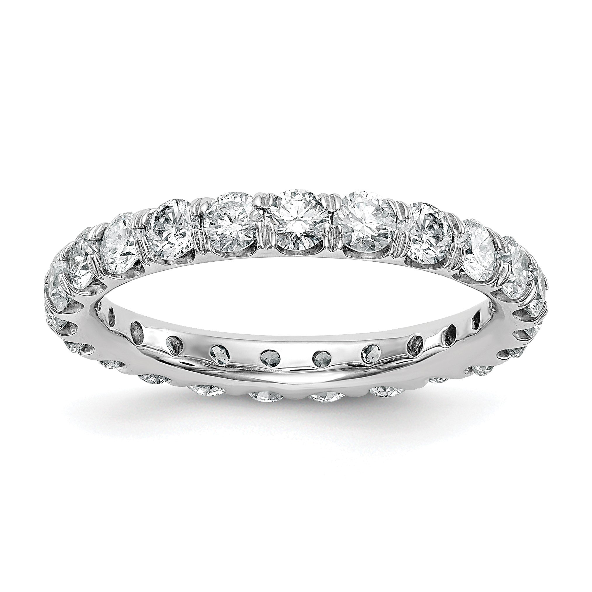 14K Weißgold 2 ct. Labor gezüchteter Diamant VS/SI+ G+ Shared-Prong Memoire Ring