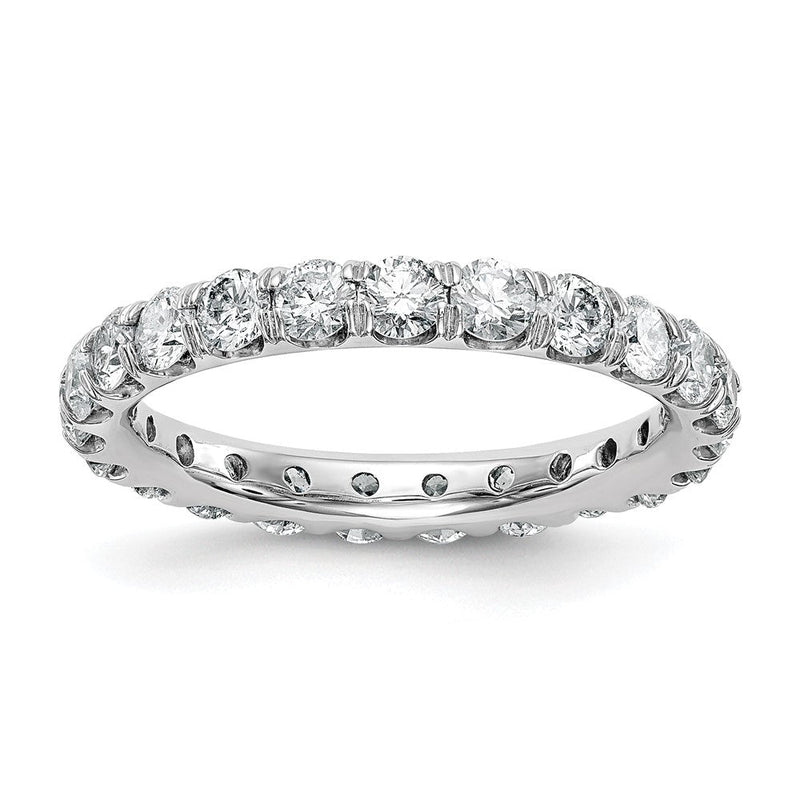 14K Weißgold Memoire-Ring mit 2 ct. laborgezüchteten Diamanten VS/SI+ G+ in geteilter Krappenfassung