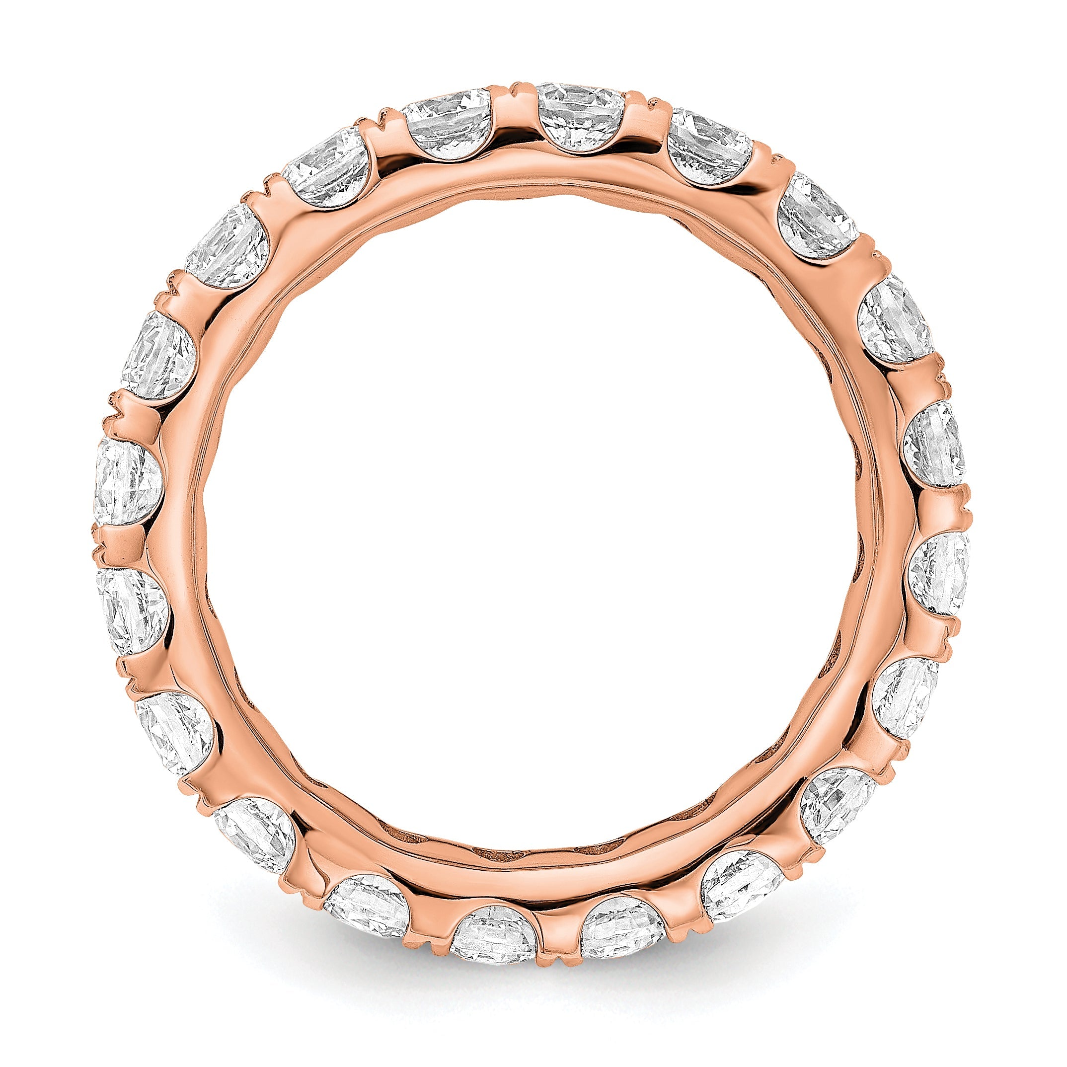 14K Roségold Memoire-Ring mit 3 ct. Laborgezüchteten Diamanten VS/SI+ G+ in Shared-Prong-Fassung