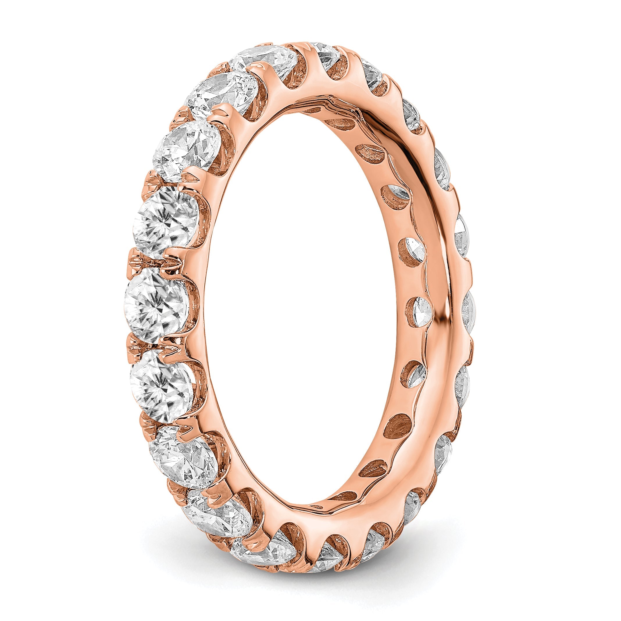 14K Roségold Memoire-Ring mit 3 ct. Laborgezüchteten Diamanten VS/SI+ G+ in Shared-Prong-Fassung