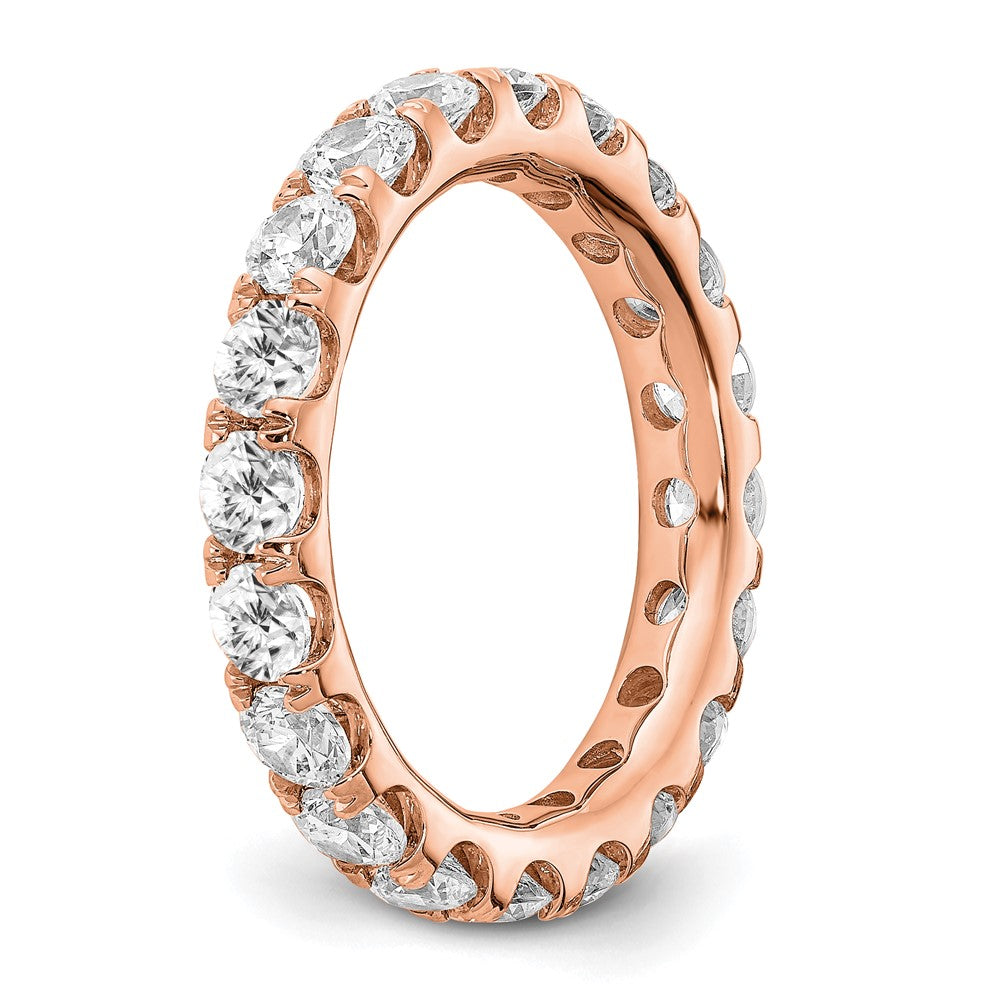 14K Roségold 3 ct. Laborgezüchteter Diamant VS/SI+ G+ Krappenfassung Memoire-Ring