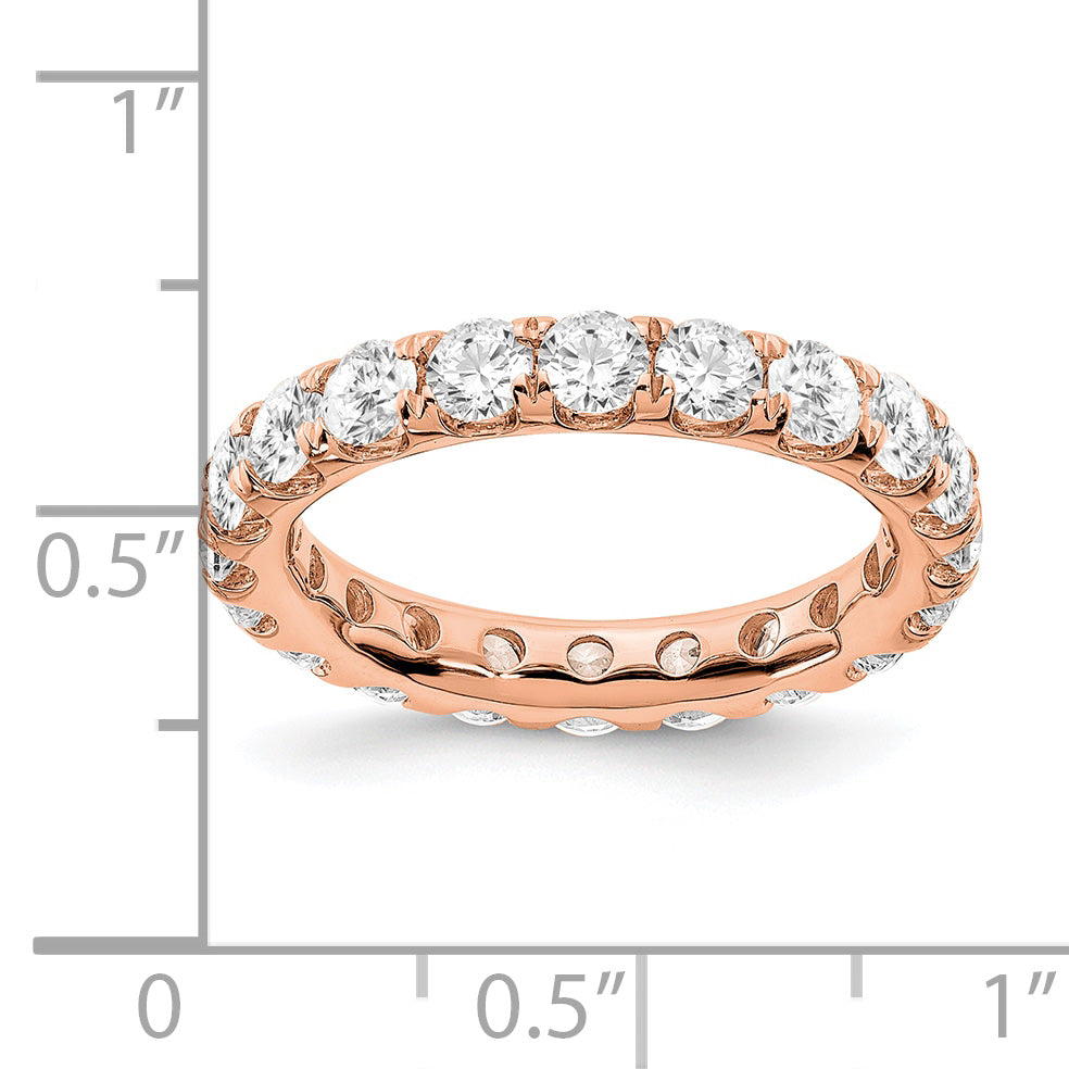 14K Roségold Memoire-Ring mit 3 ct. Laborgezüchteten Diamanten VS/SI+ G+ in Shared-Prong-Fassung