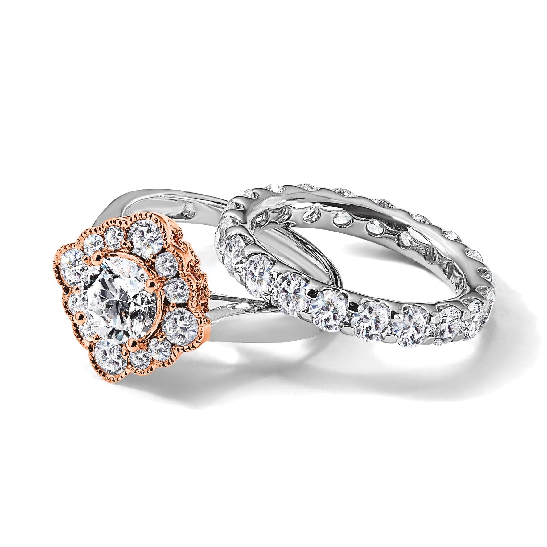 Massiver echter Eternity-Ehering aus 14K Weißgold, SI2-I1(H/I) UPRG