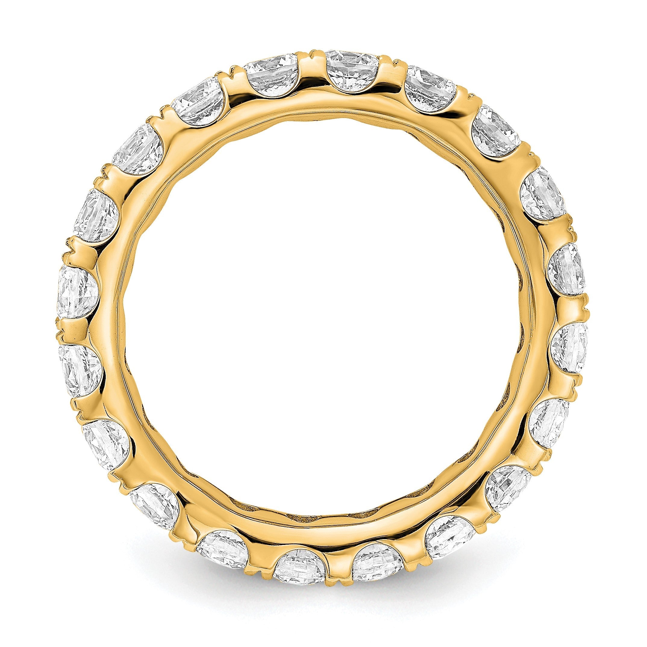 14K Gelbgold Memoire-Ring mit 3 ct. Laborgezüchteten Diamanten VS/SI+ G+ in Shared-Prong-Fassung