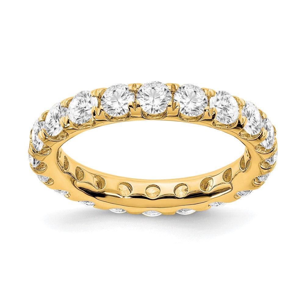 14K Gelbgold Memoire-Ring mit 3 ct. im Labor gezüchteten Diamanten VS/SI+ G+ in Shared-Prong-Fassung