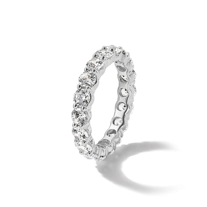 14K Weißgold Memoire-Ring mit 3 ct. laborgezüchteten Diamanten, VS/SI+ G+, Shared-Prong-Fassung