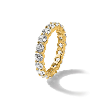 14K Gelbgold Memoire-Ring mit 3 ct. im Labor gezüchteten Diamanten VS/SI+ G+ in Shared-Prong-Fassung