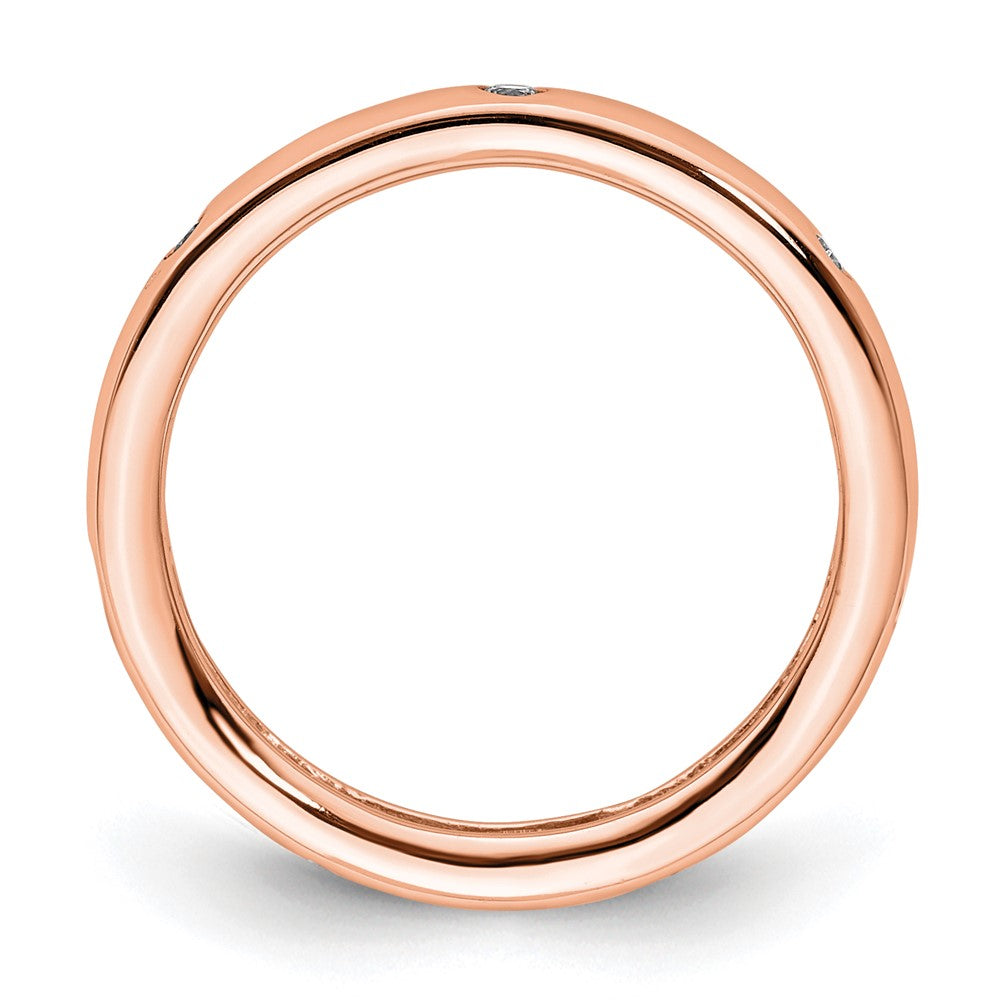 14K Roségold 0,10 ct. Gesamtgewicht Diamant Memoire-Ring mit poliertem Finish