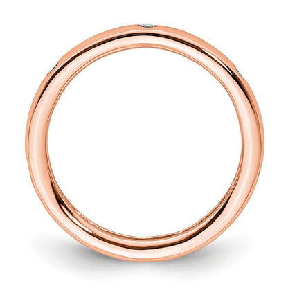 14K Roségold 0,10 ct. Gesamtgewicht Diamant Memoire-Ring mit poliertem Finish