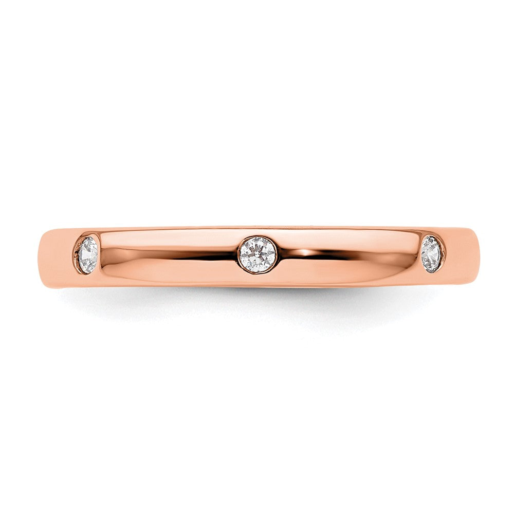14K Roségold 0,10 ct. Gesamtgewicht Diamant Memoire-Ring mit poliertem Finish
