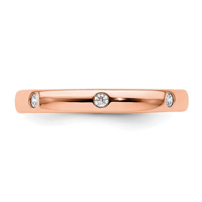 14K Roségold 0,10 ct. Gesamtgewicht Diamant Memoire-Ring mit poliertem Finish