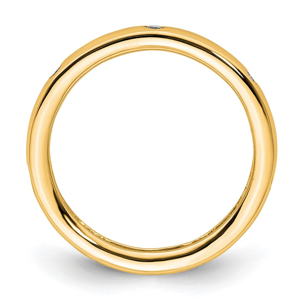 14K Gelbgold Memoire-Ring mit Diamanten, 0,10 ct. Gesamtgewicht, poliert, Zargenfassung