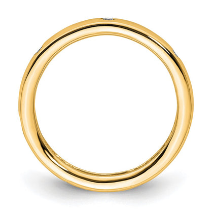 14K Gelbgold Memoire-Ring mit Diamanten, 0,10 ct. Gesamtgewicht, poliert, Zargenfassung