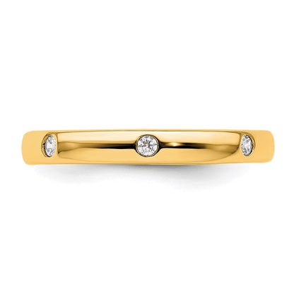 14K Gelbgold Memoire-Ring mit Diamanten, 0,10 ct. Gesamtgewicht, poliert, Zargenfassung