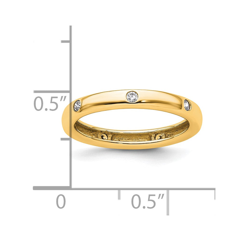 14K Gelbgold Memoire-Ring mit Diamanten, 0,10 ct. Gesamtgewicht, poliert, Zargenfassung