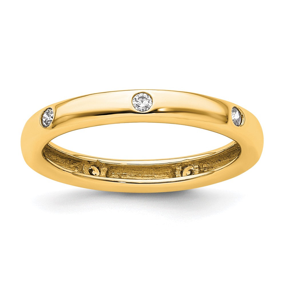 14K Gelbgold Memoire-Ring mit Diamanten, 0,10 ct. Gesamtgewicht, poliert, Zargenfassung