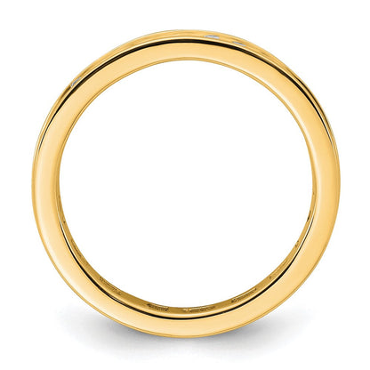 14K Gelbgold Poliert Größe 4 Kanalfassung-set 1/2 Karat Diamant Komplett Memoire Ehering Ring