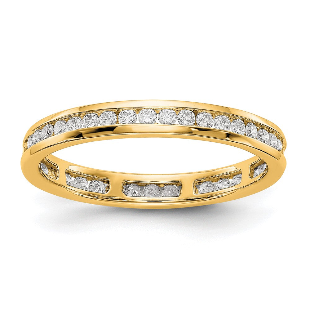 14K Gelbgold Memoire-Ring mit 0,5 ct. im Kanalfassung gefassten, im Labor gezüchteten Diamanten, VS/SI+ G+