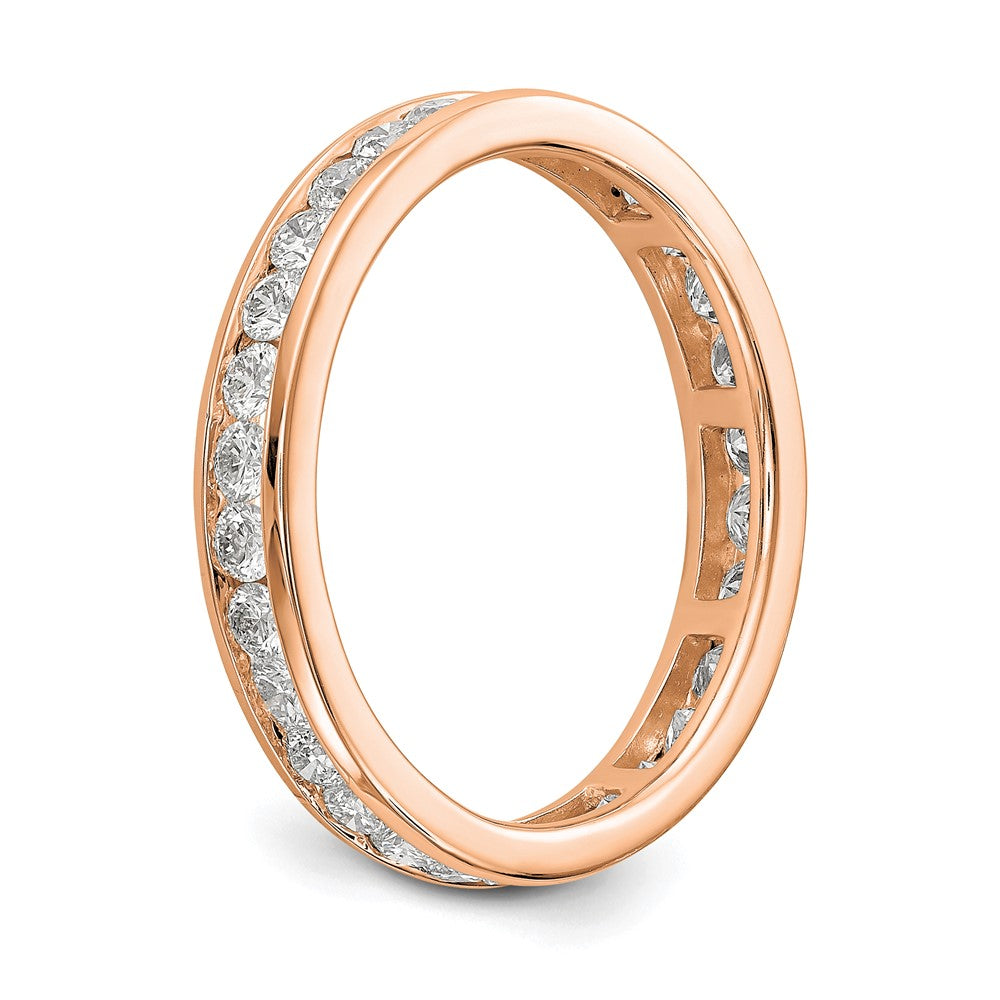 14K Roségold 1 ct. Labor gewachsener Diamant VS/SI+ G+ Channel Set Memoire Ehering
