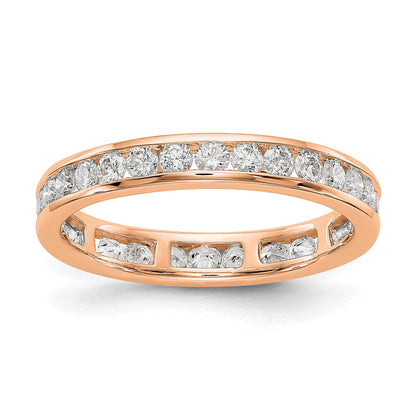 14K Roségold 1 ct. Labor gewachsener Diamant VS/SI+ G+ Channel Set Memoire Ehering